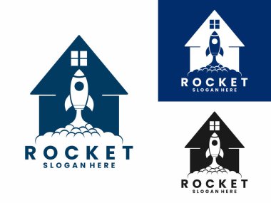 Home Rocket logo design vector template. House Startup logo design icon