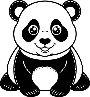 Cute panda hand-drawn sticker icon cartoon concept isolated illustration clipart