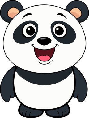 Şirin panda el yapımı çıkartma simgesi karikatür konsepti izole edilmiş.