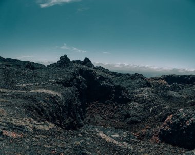 Volkanik manzara Yanardağ Chico, Isla Isabela Galapagos Adaları, Ekvador