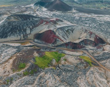 Aerial view of craters and lava field in Berserkjahraun, Snaefellsnes Peninsula, West Iceland clipart