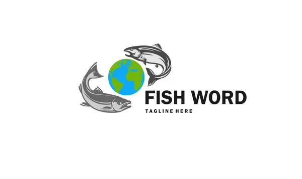 Balık Dünyası logo şablonu vektör çizimi tasarımı. Balıkçılık logosu kavramı.