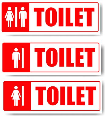 Beyaz arka planda tuvalet tabelası. Vektör çizimi. Eps 10.