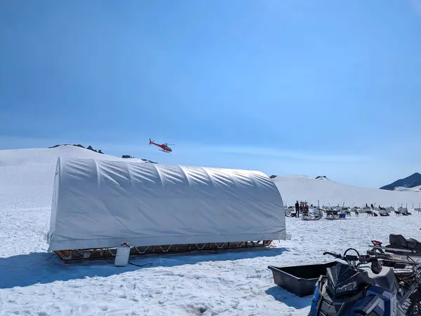 Buzulda köpek kızağı kampı