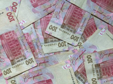 Arkaplan 100 Hryvnia banknotundan yapılmış. Ukrayna parası. Para birimi