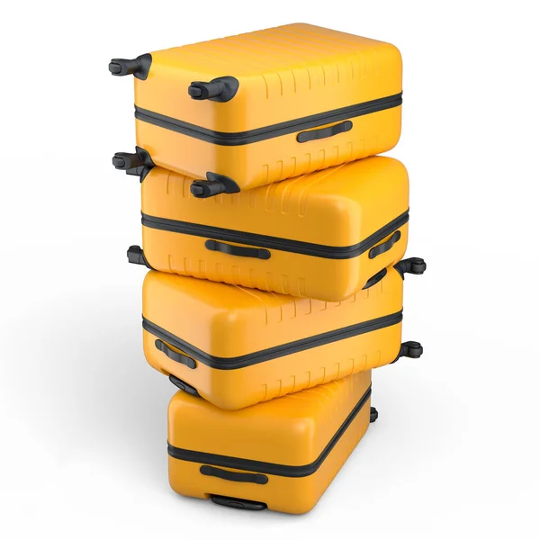 一堆堆白色背景的聚碳酸酯箱 3D使旅行概念成为行李或行李 — 图库照片
