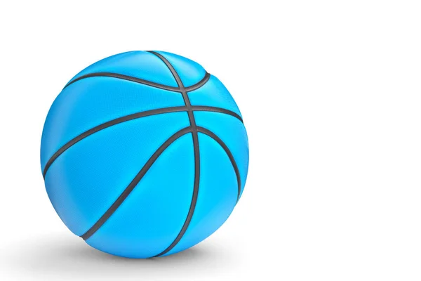 白い背景に青いバスケットボールボールが孤立した チームプレーのためのスポーツアクセサリーの3Dレンダリング — ストック写真