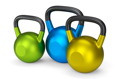 Spor için beyaz arka planda izole edilmiş bir spor salonu kemeri seti. Spor malzemelerinin fitness ve powerlift için 3D yorumlaması