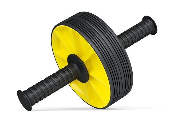 Ab滚筒 用于腹部肌肉分离的白色背景 3D提供运动器材 用于积极锻炼 助力和助力举升 — 图库照片