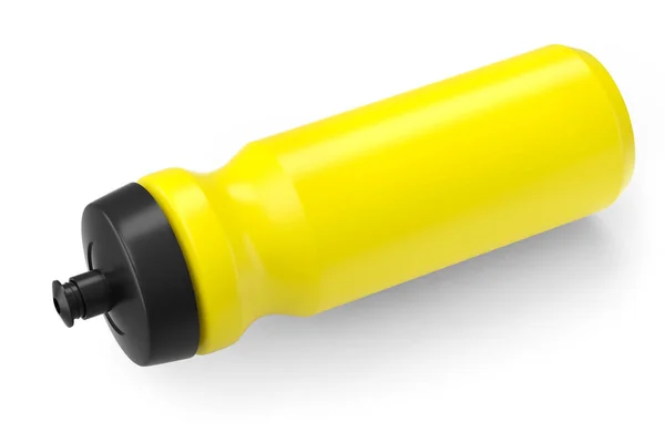 Κίτρινο Πλαστικό Σέικερ Σπορ Για Πρωτεϊνικό Ποτό Απομονώνονται Λευκό Φόντο — Φωτογραφία Αρχείου