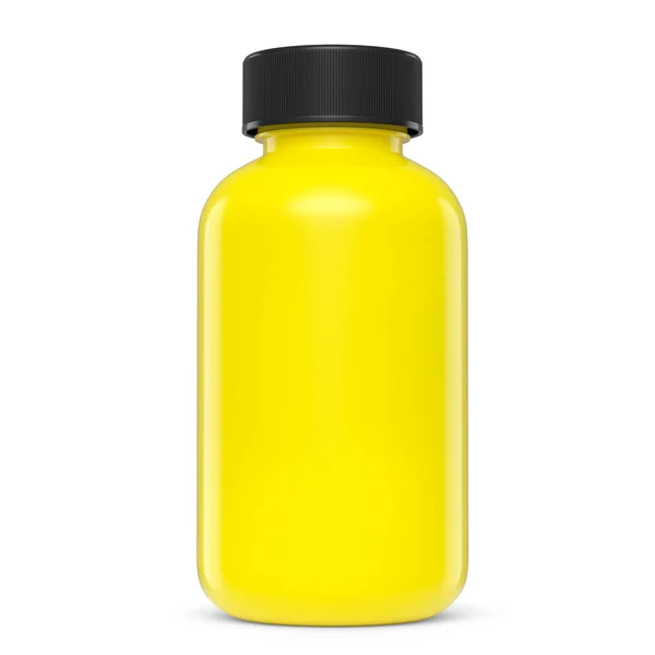Желтая Пластиковая Банка Спортивного Питания Сывороточный Белок Порошок Gainer Изолированы — стоковое фото