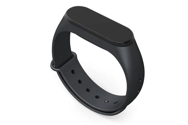 Black fitness tracker or smart watch with heart rate monitor isolated on white background. 3d render of sport equipment for active training and wearable device.