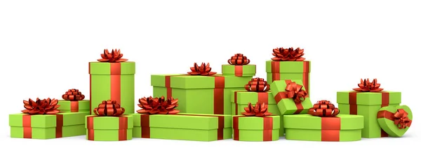 白い背景にリボンと弓で隔離されたギフトボックス 挨拶デザインの3Dレンダリングの概念誕生日 クリスマス ブラックフライデー — ストック写真