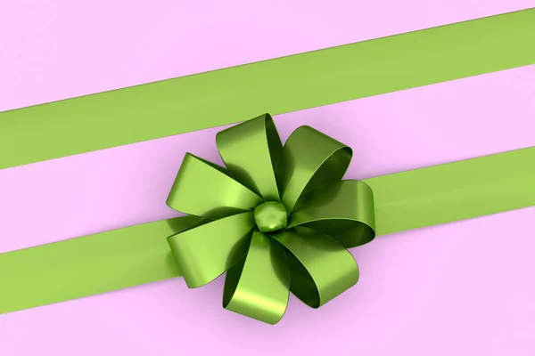 Realistic Decorative Bow Gift Ribbon Gift Box Isolated Pink Background — Stock Photo, Image