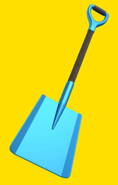 Garden Shovel Wooden Handle Isolated Yellow Background Render Garden Tool — Stockfoto