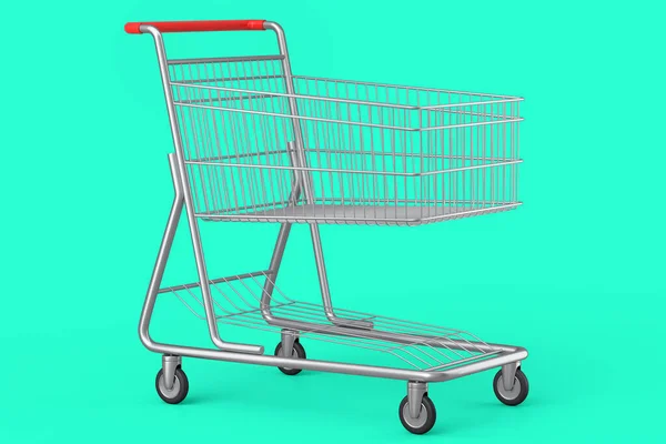 Wózek Sklepowy Lub Wózek Zakupy Zielonym Tle Renderowania Koncepcji Sprzedaży — Zdjęcie stockowe