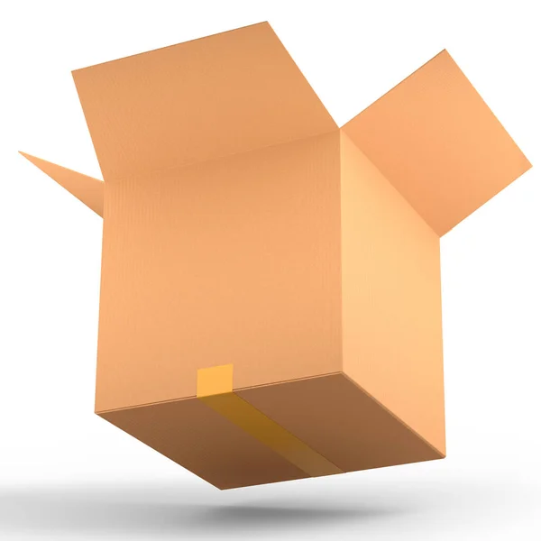纸板箱或纸箱礼品盒 白色背景隔离 3D提供速递至仓库 运送包裹及网上购物的概念 — 图库照片
