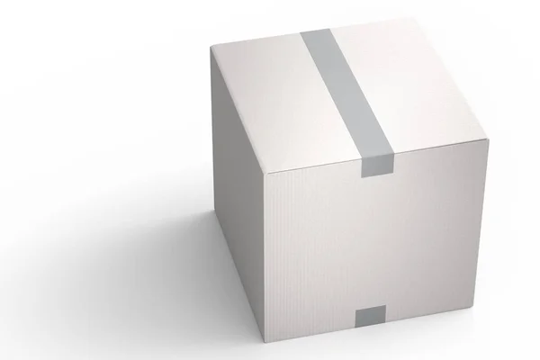 Kartonnen Doos Kartonnen Geschenkdoos Geïsoleerd Witte Achtergrond Renderen Concept Van — Stockfoto