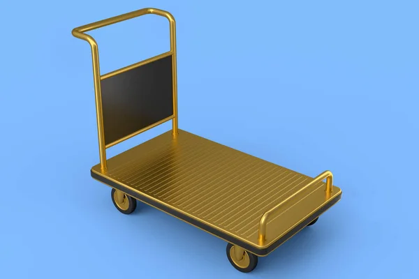Airport Luggage Cart Baggage Trolley Side Blue Background Render Element — Stockfoto