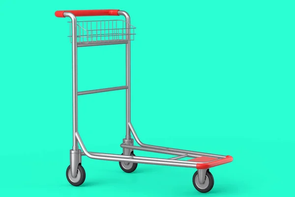 Airport Luggage Cart Baggage Trolley Side Green Background Render Element — Stock Photo, Image