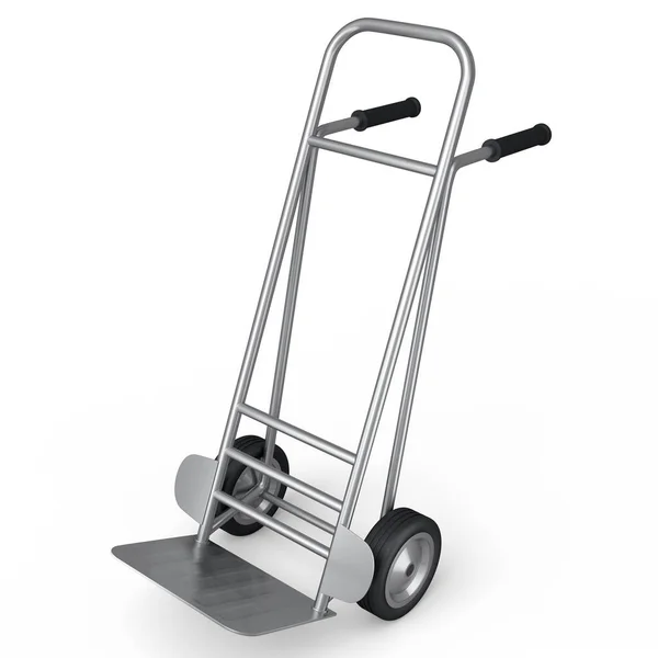 Empty Hand Truck Dolly Isolated White Background Render Industry Delivery — Stock Photo, Image