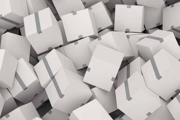 Beyaz Arka Planda Izole Edilmiş Bir Yığın Karton Kutu Hediye — Stok fotoğraf