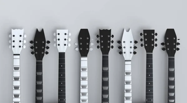 Juego Diapasón Guitarra Eléctrica Acústica Aislada Sobre Fondo Blanco Render —  Fotos de Stock