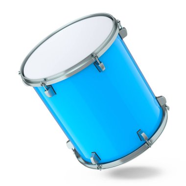 Beyaz arka planda gerçekçi davul. 3D render müzik aleti, davul makinesi konsepti.