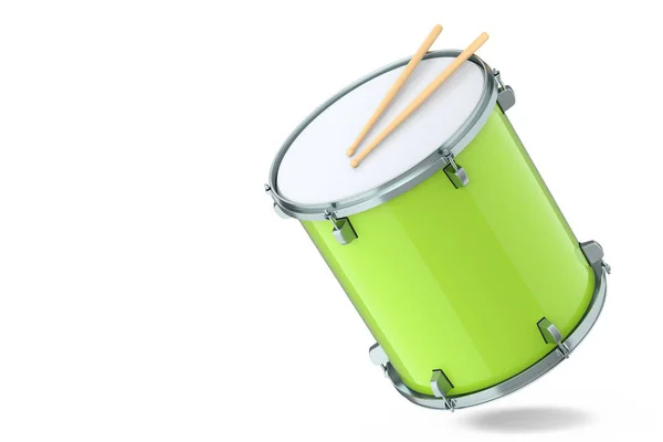 Realistic Drum Wooden Drum Sticks White Background Render Concept Musical — Stockfoto