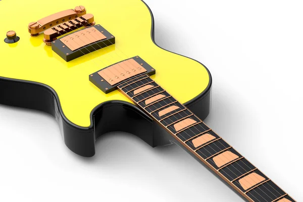Close Guitarra Acústica Eléctrica Aislada Sobre Fondo Blanco Render Concept —  Fotos de Stock