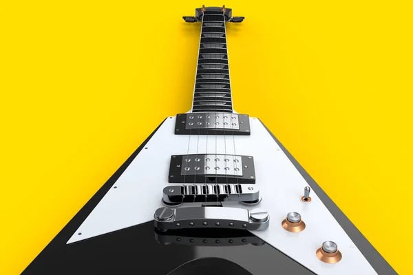 Nahaufnahme Elektrische Akustikgitarre Isoliert Auf Gelbem Hintergrund Konzept Für Rockfestival — Stockfoto