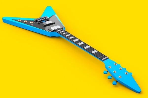 Close Elektryczna Gitara Akustyczna Izolowana Żółtym Tle Renderowania Koncepcji Festiwalu — Zdjęcie stockowe