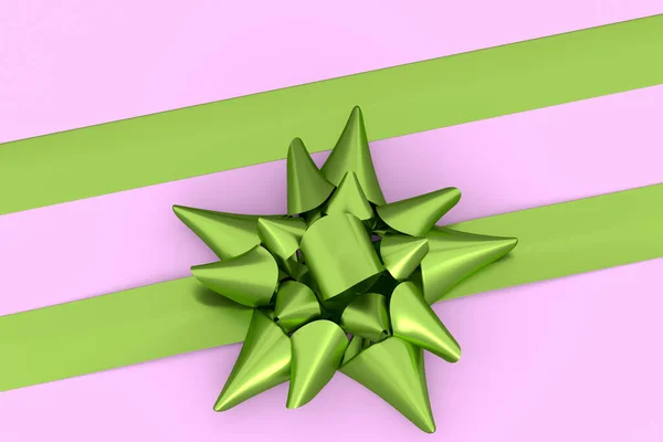 Реалистичный Декоративный Лук Подарочная Лента Подарочной Коробки Изолированы Розовом Фоне — стоковое фото