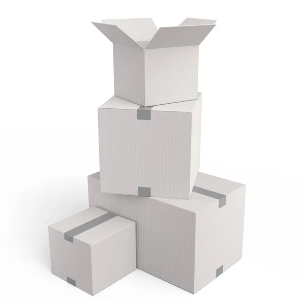 Zestaw Kartonowych Pudełek Lub Kartonowych Pudełek Upominkowych Izolowanych Białym Tle — Zdjęcie stockowe