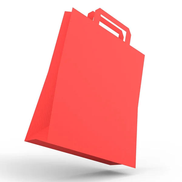 Gefaltete Kraftpapiertasche Mit Henkel Isoliert Auf Weißem Hintergrund Renderkonzept Von — Stockfoto
