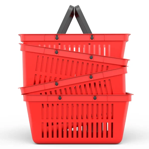 Stack Plastic Shopping Basket Supermarket White Background Render Concept Online — Stock Photo, Image