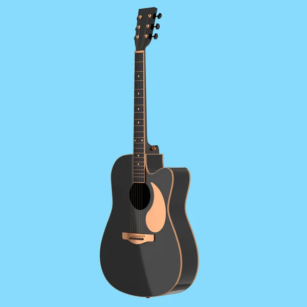 Guitarra Acústica Eléctrica Aislada Sobre Fondo Azul Render Concept Rock — Foto de Stock