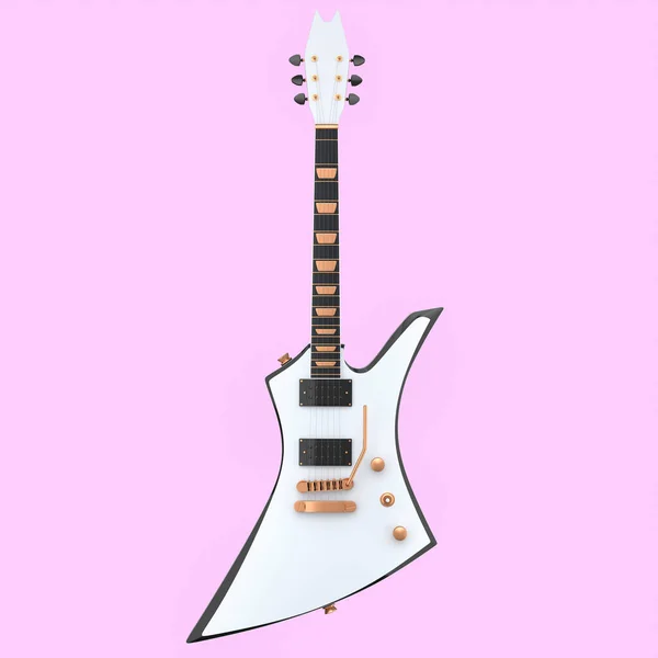 ピンクを基調としたエレクトリック アコースティック ギター 音楽ショップのための重い金属ギターとロックフェスティバルポスターのための概念の3Dレンダリング — ストック写真