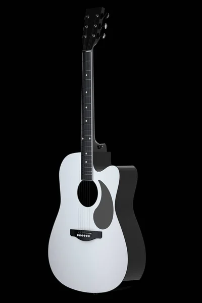 Close Acoustic Guitar Isolated Black Background Render Concept Rock Festival — Stock Photo, Image