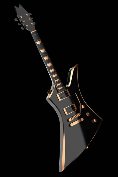 Primer Plano Guitarra Acústica Eléctrica Aislada Sobre Fondo Negro Render —  Fotos de Stock