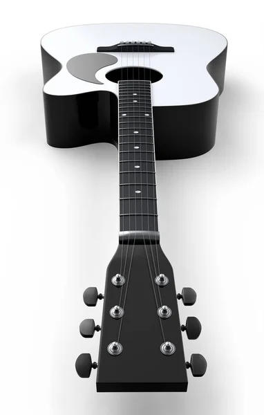Detailní Záběr Akustické Kytary Izolované Bílém Pozadí Vykreslení Konceptu Pro — Stock fotografie