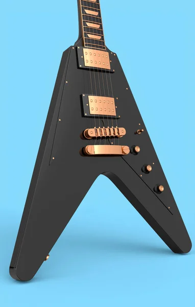Close Guitarra Acústica Eléctrica Aislada Sobre Fondo Azul Render Concept —  Fotos de Stock