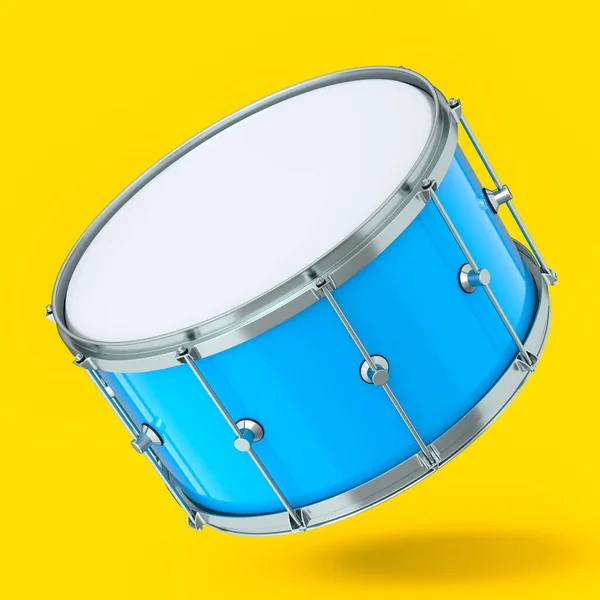 Realistic Drum Yellow Background Render Concept Musical Instrument Drum Machine — Fotografia de Stock