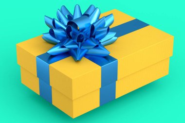 Yeşil arka planda izole edilmiş kurdeleli hediye kutuları. 3D karşılama tasarımı konsepti: Doğum günü, Noel, Kara Cuma, Yeni Yıl