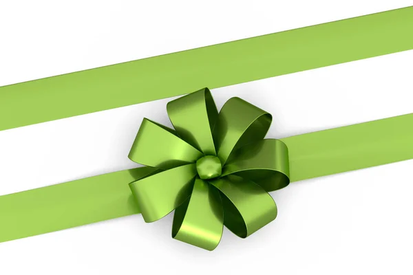 Realistic Decorative Bow Gift Ribbon Gift Box Isolated White Background — Stock Photo, Image