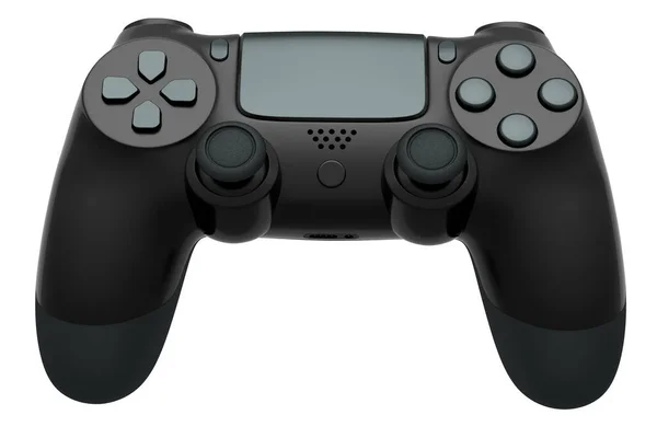 现实的黑色电子游戏控制杆白色背景 用于云游戏和游戏玩家工作空间概念的流齿轮三维渲染 — 图库照片