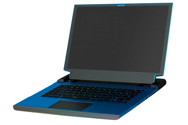 게임의 노트북 렌더링 배경은 흰색이다 컴퓨터와 클라우드 게임의 — 스톡 사진