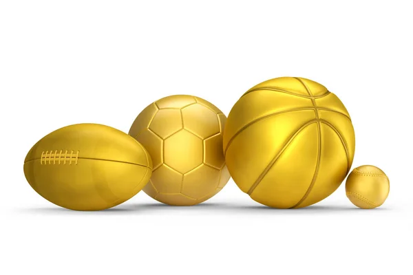 Набір Золотих Ячів Таких Баскетбол Американський Футбол Гольф Ізольований Білому — стокове фото