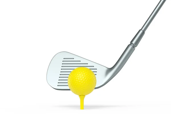 Zilveren Golfclub Bal Geïsoleerd Witte Achtergrond Rendering Van Sportuitrusting Voor — Stockfoto