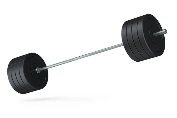 白色背景下隔离的金属棒 3D提供用于健身和举重的体育设备 — 图库照片